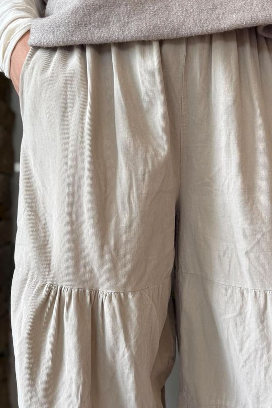 Basso Baby Cord Tiered Cuff Pant Stone